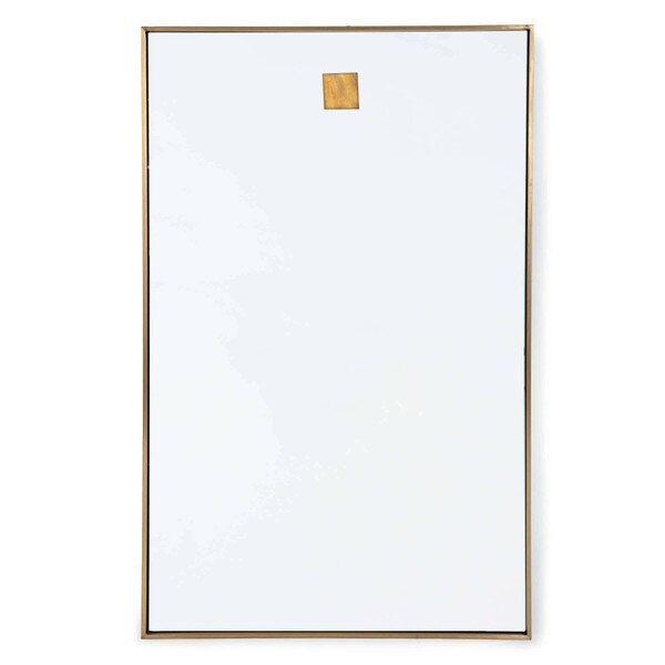 Hanging mirror with natural brass frame